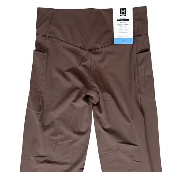 New Member's Mark Flare Yoga Pant Women L Large Brown High Waist 11.5" Pockets - Picture 8 of 12